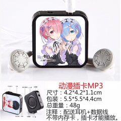Re: Zero Kara Hajimeru Isekai Seikatsu Cosplay Convenient Plug-in Card Anime MP3 Player with Data Wire Earphone