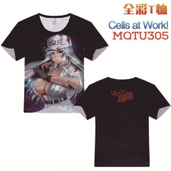 Cells at Work Cosplay Cartoon Print Anime Short Sleeves Style Round Neck Comfortable T Shirts