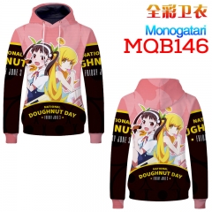 Monogatari Fashion Cosplay Cartoon Print Anime Sweater Hooded Hoodie