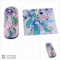 Date A Live Yoshino Cosplay Cartoon Colorful Glasses Case and Glasses Cloth Set