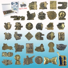 34 Pieces Detective Conan Cosplay Cartoon Decoration Cloth Anime Brooch Pin