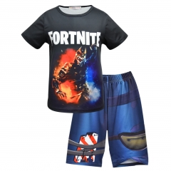 Game Fortnite Cartoon T shirts With Pants Summer Suits For Kids