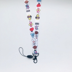 K-POP BTS Bulletproof Boy Scouts Cartoon Lanyard Neck Strap Acrylic BT21 Anime Phone Strap