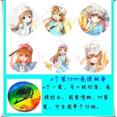 Cells at Work Cosplay Cartoon One Side Anime Brooch Pin (6pcs/set)