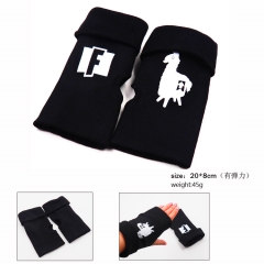 Fortnite Game Black Half Finger Cosplay Warm Anime Wool Gloves