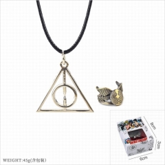 Harry Potter Movie Cosplay Cartoon Decoration Finger Anime Ring+Necklace