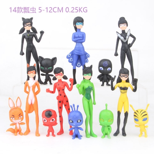 14pcs/Set Miraculous Ladybug Tales of Ladybug Cat Noir PVC Action Figure Toy New