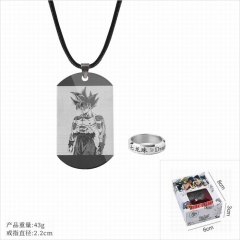 Dragon Ball Z Cosplay Cartoon Pendant Stainless Steel Anime Necklace+Ring