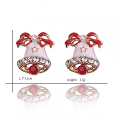 Popular Christmas Bell Gift Girls Kawaii  Antler Crystal Earring Red Fancy Earrings 10Pairs Per Set
