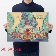 One Piece Ace Printing Cartoon Placard Home Decoration Retro Kraft Paper Anime Poster