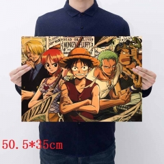 One Piece Printing Cartoon Placard Home Decoration Retro Kraft Paper Anime Poster