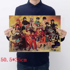Japanese Manga Cartoon Placard Home Decoration Retro Kraft Paper Anime Poster