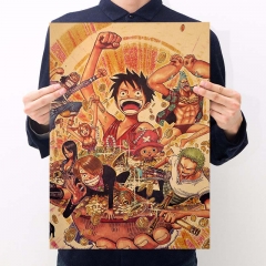 One Piece Cartoon Placard Home Decoration Retro Kraft Paper Anime Poster