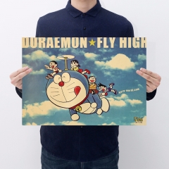 Doraemon Cartoon Placard Home Decoration Retro Kraft Paper Anime Poster
