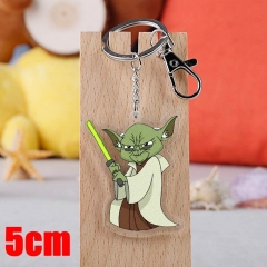 Star Wars Movie Yoda Pendant Key Ring Transparent Anime Acrylic Keychain