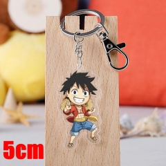 One Piece Luffy Cartoon Pendant Key Ring Transparent Anime Acrylic Keychain