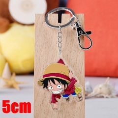 One Piece Luffy Cartoon Pendant Key Ring Transparent Anime Acrylic Keychain