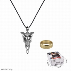 The Lord of the Rings Movie Cosplay Cartoon Decoration Stainless Steel Necklace+Ring