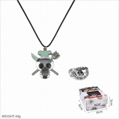 One Piece Cosplay Cartoon Decoration Stainless Steel Necklace+Ring