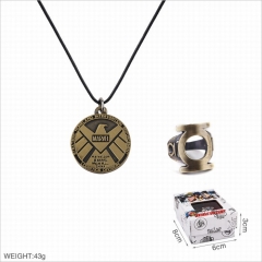 S.H.I.E.L.D. Movie Cosplay Cartoon Decoration Stainless Steel Necklace+Ring