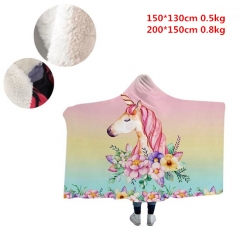 2 Sizes Colorful Unicorn Cartoon Pattern Flannel Blanket Home Plush Anime Blanket