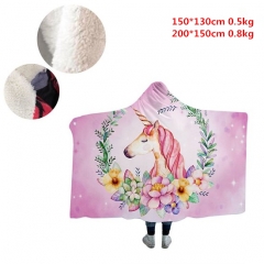 2 Sizes Colorful Unicorn Cartoon Pattern Flannel Blanket Home Plush Anime Blanket