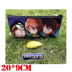 Detective Conan Cosplay Cartoon Zipper PU Pen Bag Students Anime Pencil Bags