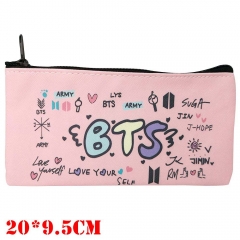K-POP BTS Bulletproof Boy Scouts BT21 Zipper PU Pen Bag Students Cartoon Pencil Bags