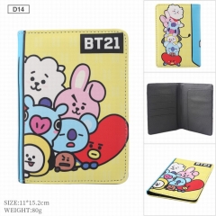 K-POP BTS BT21 Bulletproof Boy Scouts Folding ID Card Wallet Anime Passport Cover