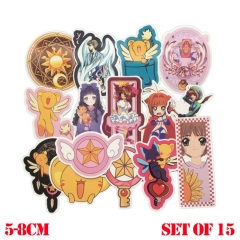 15pcs/set Card Captor Sakura Japanese Manga Cartoon Waterproof  Anime Stickers Set