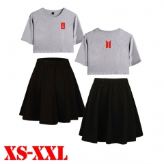 K-POP BTS Bulletproof Boy Scouts Short Sleeve T Shirt and Skirts Set