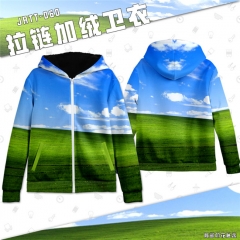 Windows Pattern Cartoon Hooded Hoodie Fashion Cosplay Print Anime Sweater Hooded Thick Zipper Hoodie