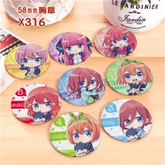 The Quintessential Quintuplets Anime Tinplate Badge Pins ( 8pcs/Set