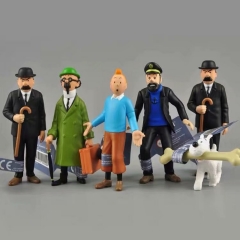 The Adventures of Tintin Cartoon Cosplay Collection Model Toy Statue Anime PVC Action Figure (Set)