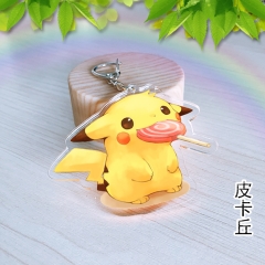 Pokemon Pikachu Cartoon Cosplay Two Sides Acrylic Anime Plastic Keychain