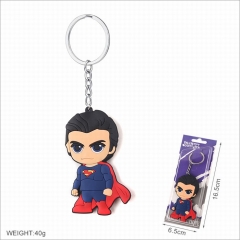 Superman Movie Cosplay Two Sides Soft Plastic PVC Keychain