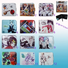 12 Different Designs Cartoon Two Folding Purse Anime Wallet