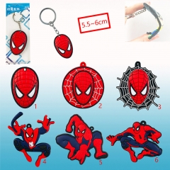 6 Styles Spider Man Movie Cartoon Cosplay Soft Plastic Anime Keychain