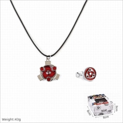 Naruto Cartoon Cosplay Decorative Alloy Anime Necklace+Ring Set