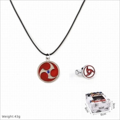 Naruto Cartoon Cosplay Decorative Alloy Anime Necklace+Ring Set