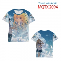 Your Lie in April Full Printed Short Sleeve Anime T Shirt