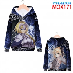 Fate Stay Nigh Full Color Zipper Hooded Patch Pocket Coat Hoodie