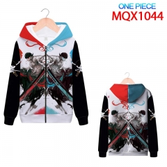 One Piece Full Color Zipper Hooded Patch Pocket Coat Hoodie