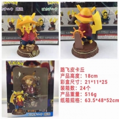 Pokemon Pikachu COS One Piece Luffy Anime Action Figure Model Toy 18cm