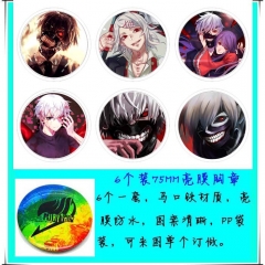 Tokyo Ghoul Anime Cartoon 75mm Brooches And Pins 6pcs/set