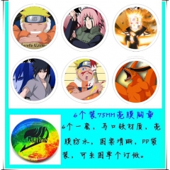Naruto Anime Cartoon 75mm Brooches And Pins 6pcs/set