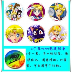 Pretty Solider Sailor Moon Anime Cartoon 75mm Brooches And Pins 6pcs/set