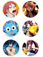Fairy Tail Anime Cartoon 75mm Brooches And Pins 6pcs/set