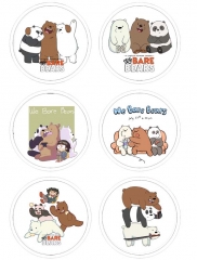 We Bare Bears Anime Cartoon 75mm Brooches And Pins 6pcs/set