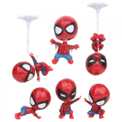 Marvel's The Avengers Spider Man Shake Head Collection Model Toy Anime PVC Figure 6 Piece /Set 8cm